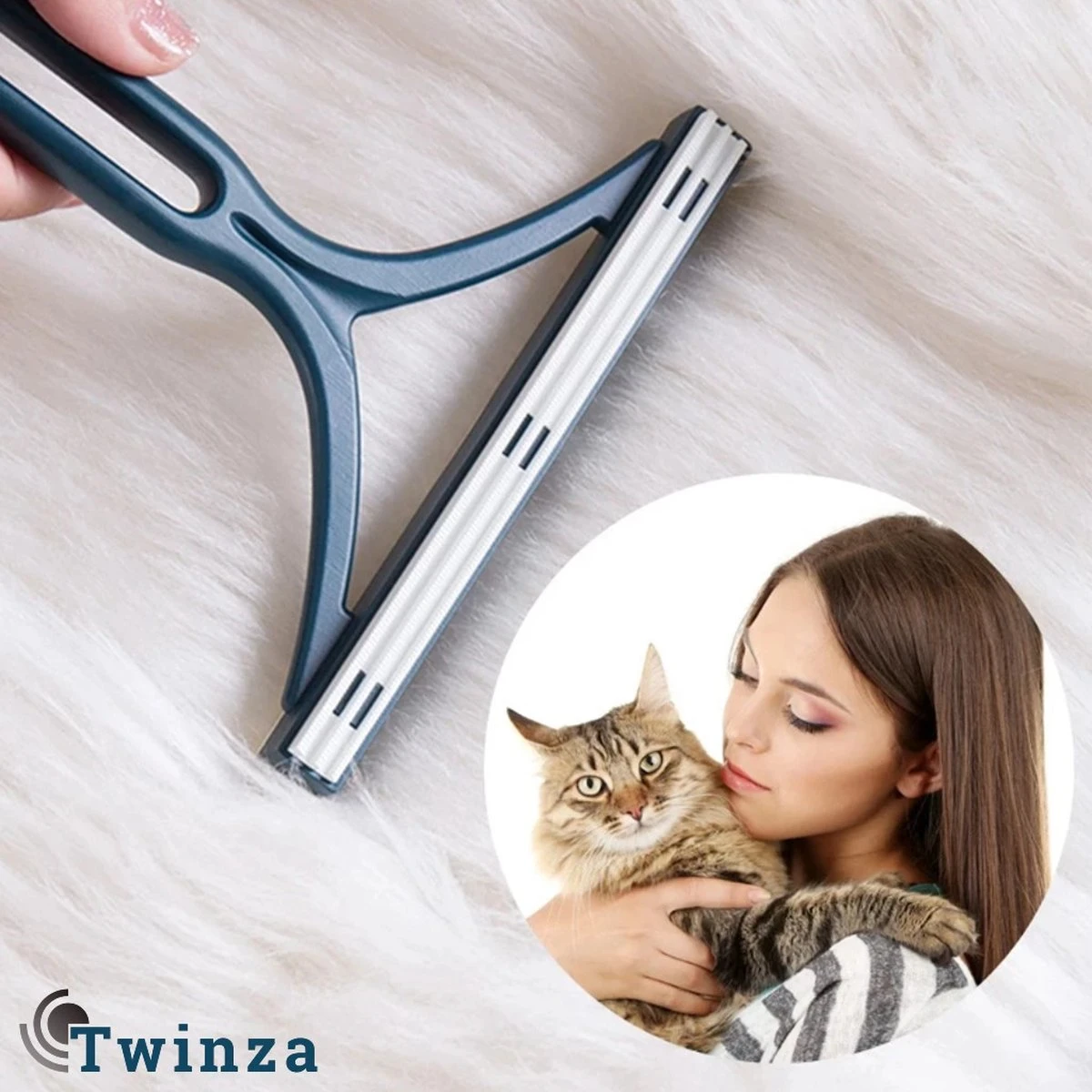 |Twinza®|Huisdierhaar Verwijderaar - Haarverwijderaar, Huisdieren - Kattenhaar - Hondenhaar - Knaagdieren - Kleding - Meubels - Donkerblauw - Afbeelding 3