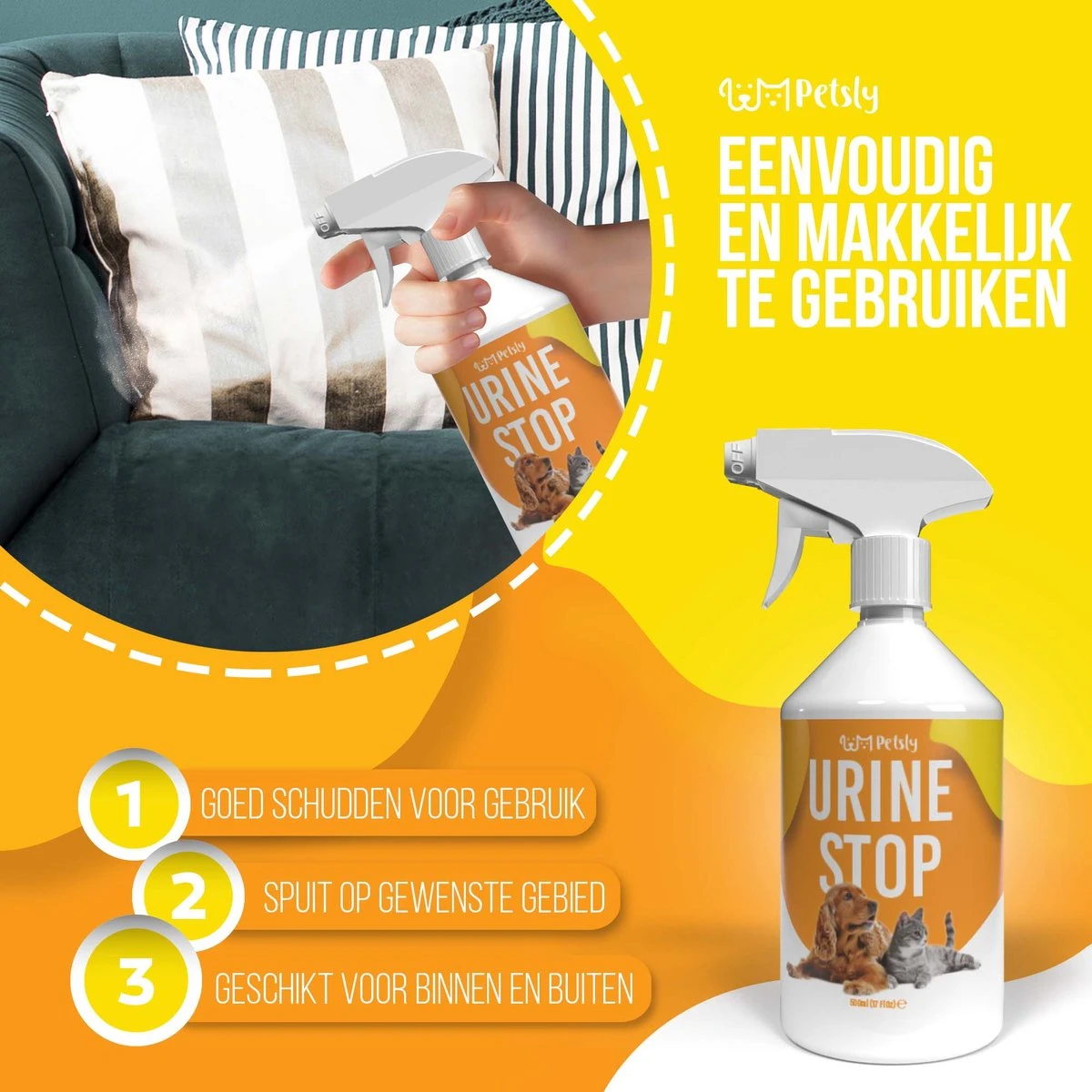 Petsly Urine Stop Spray - Dierentoilet - Voor Zindelijkheid Training, Puppytraining. Voorkomt Markeren - 500ml - Afbeelding 6
