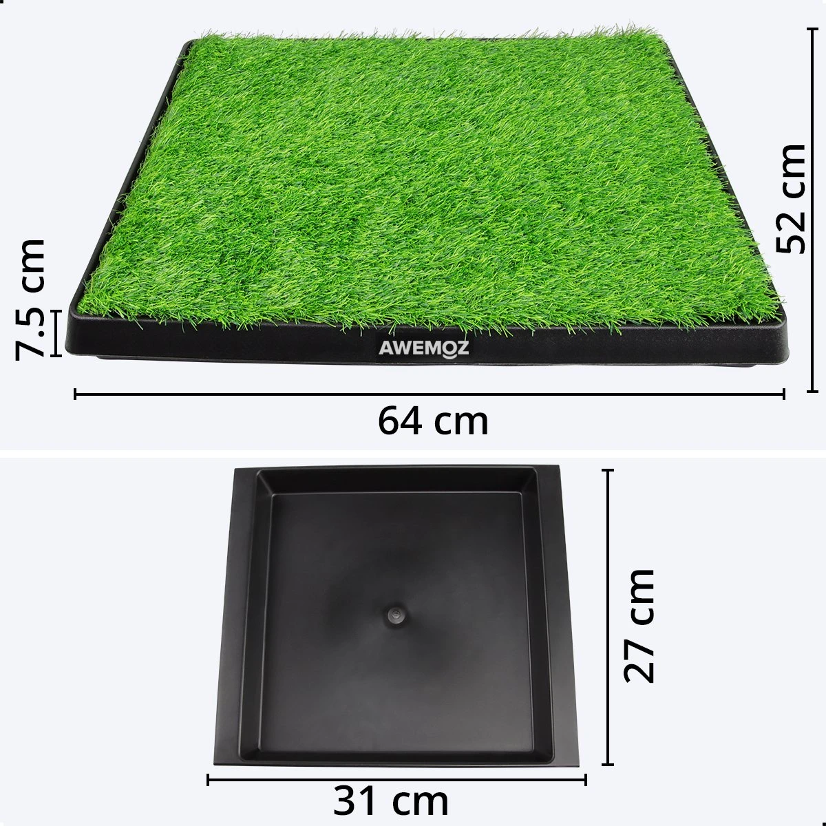 AWEMOZ Hondentoilet Kunstgras - Met 2 Matten En Opvangbak - 64x52x7,5cm - Puppy Pads - Zindelijkheidstraining Hond - Training Pads - Indoor / Outdoor Honden Toilet - Afbeelding 2