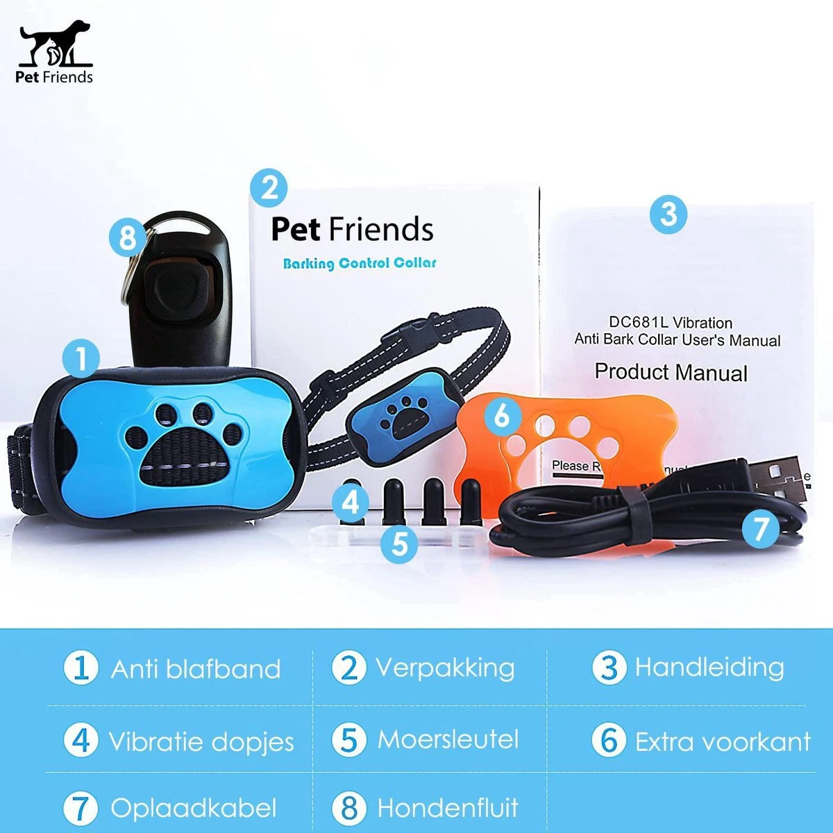 PetFriends Anti Blafband Zonder Schok - Gratis Hondenfluit - USB Oplaadbaar - Anti Blaf Apparaat - Opvoedingshalsband - Voor Grote En Kleine Honden - Afbeelding 8