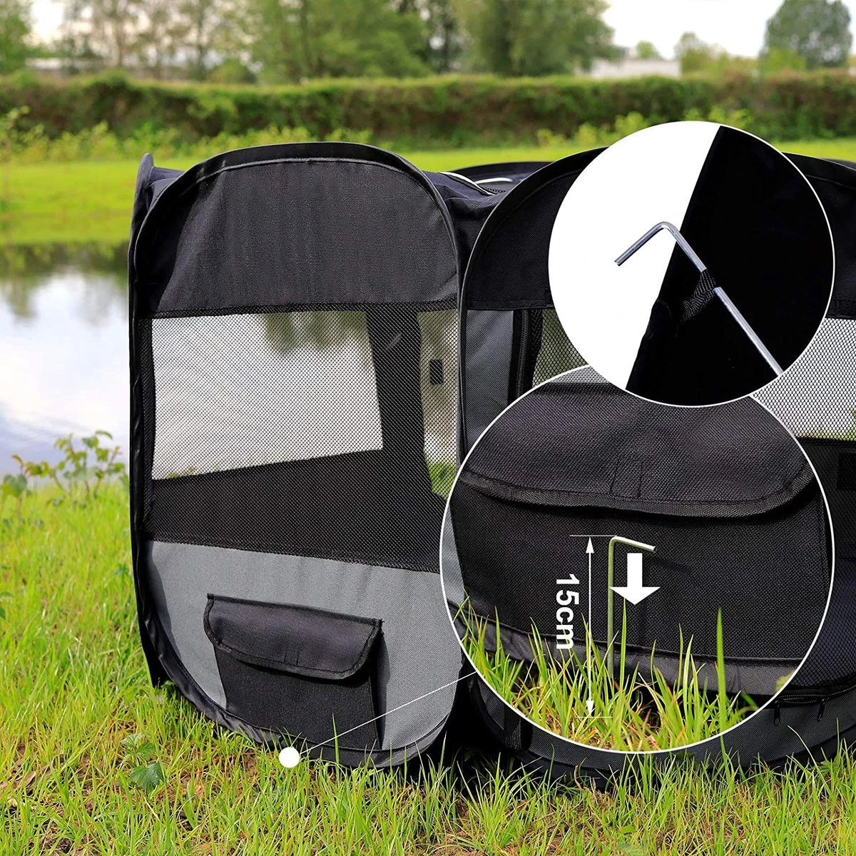 Meisterpet - XXL Opvouwbare Puppyren - 130 X 130 X 60 Cm - Met Gratis Dieren Verzorging Set T.w.v. €19.99 - Afbeelding 5