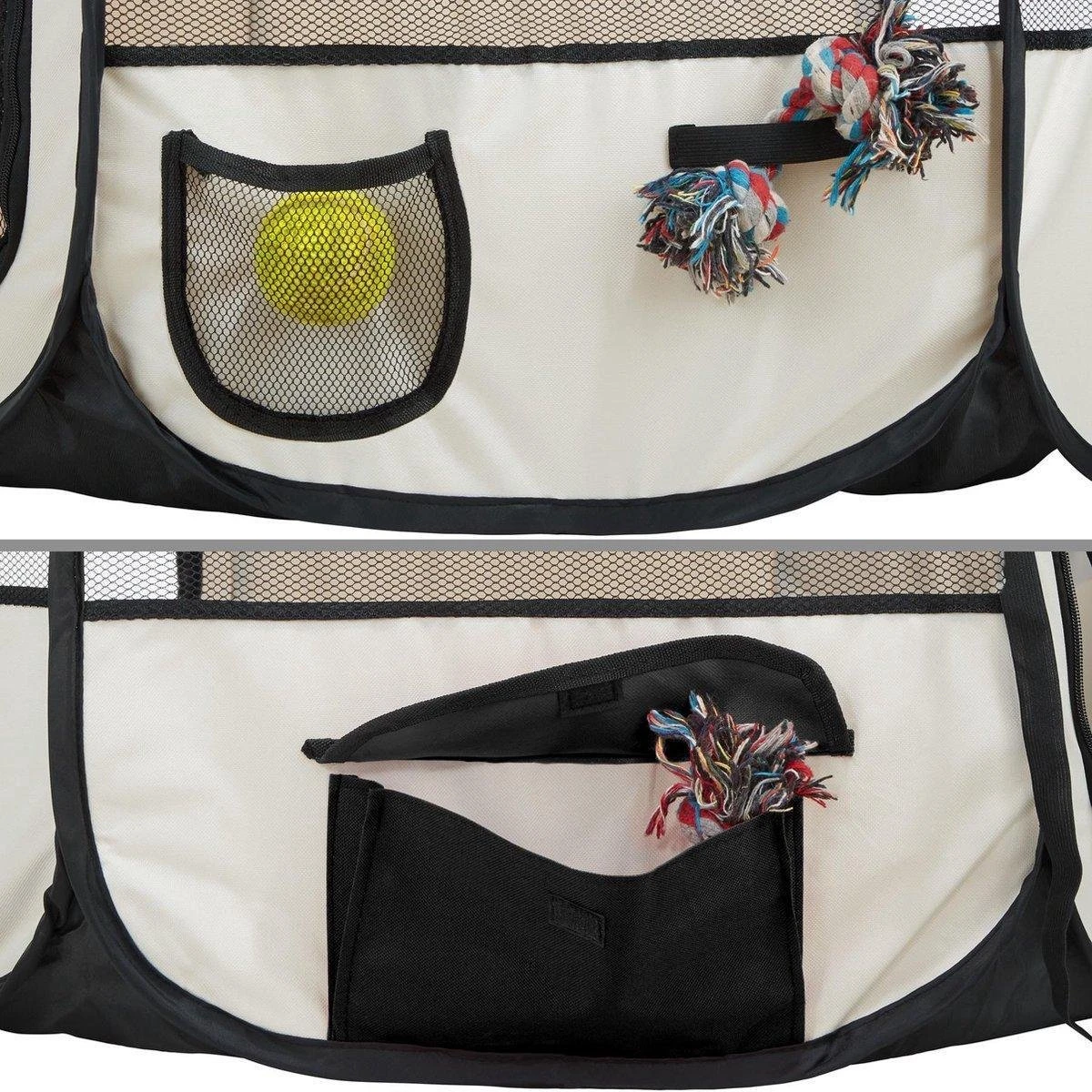 Dailyibed Opvouwbare Puppyren - Zwart - 115x115x58 Cm - Incl. Draagtas - Incl. Voederbak - Afbeelding 9