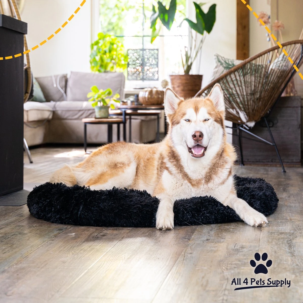 All 4 Pets Supply® Hondenmand Donut - Maat XL - Geschikt Voor Honden Tot 100 Cm - Hondenkussen - Zwart - Afbeelding 3
