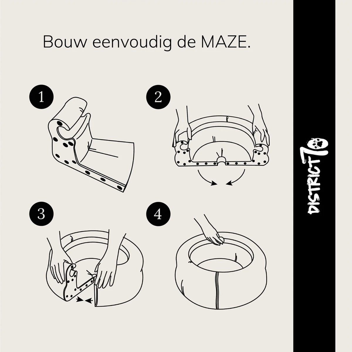 District 70 MAZE 3-in-1 Opvouwbare Kartonnen Kattenmand - Inclusief Catnip Balletje - Voor Slapen, Spelen En Krabben! - Afbeelding 18