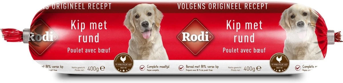 Rodi Worst 400 G - Hondenvoer - 9 X Kip&Rund - Afbeelding 2