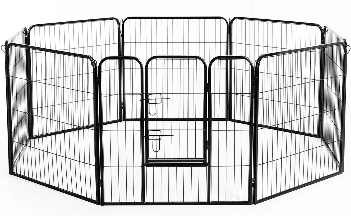 Merkloos Hondenren - Puppyren - Hondenkennel - 8 Kennelpanelen - Staal - 80 Cm Hoog - 640 Cm Omtrek - Uitbreidbaar - Afbeelding 3
