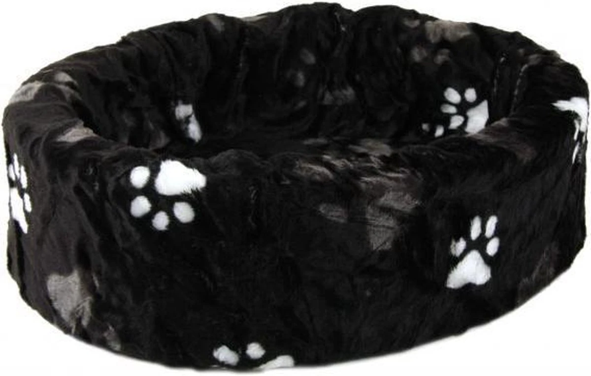 Petcomfort Bontmand Kattenmand/Hondenmand - Pootprint Zwart - 46x40x13 Cm