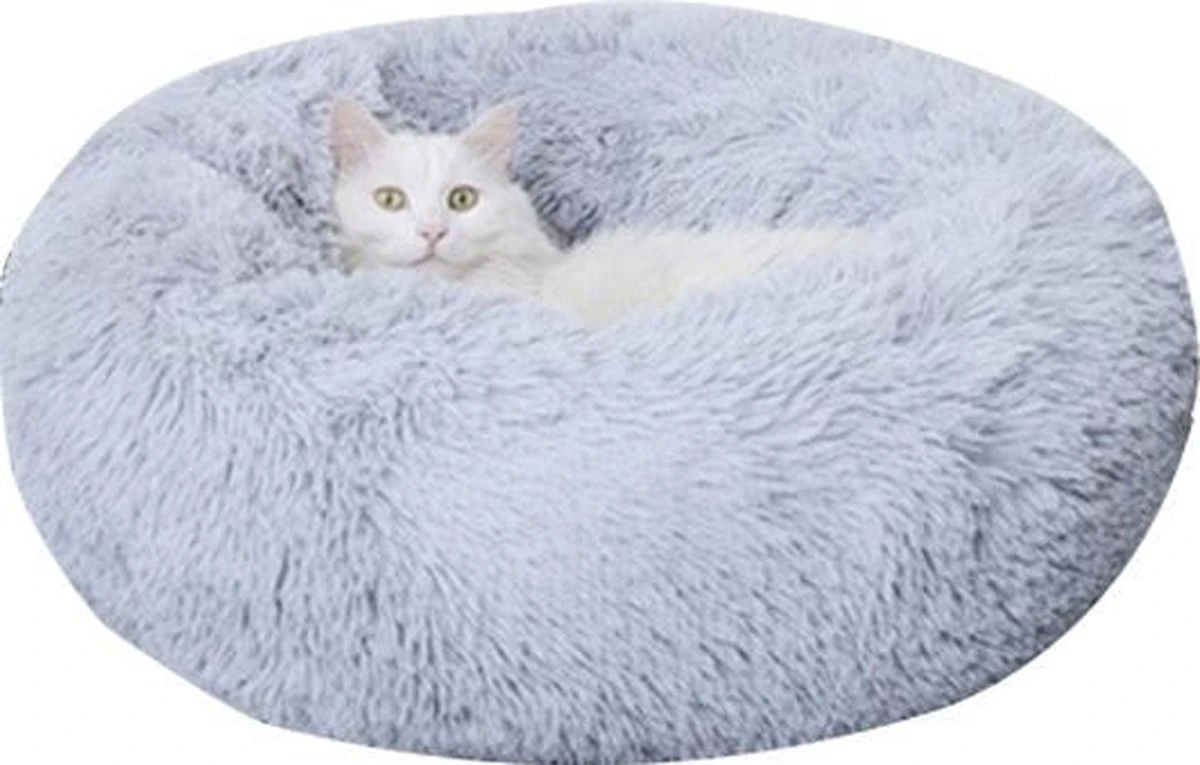 Donut Hondenmand - Zacht Pluche Hondenmanden - Antislip - Fluffy En Rond Donutmand - 100cm - Lichtgrijs - Afbeelding 5