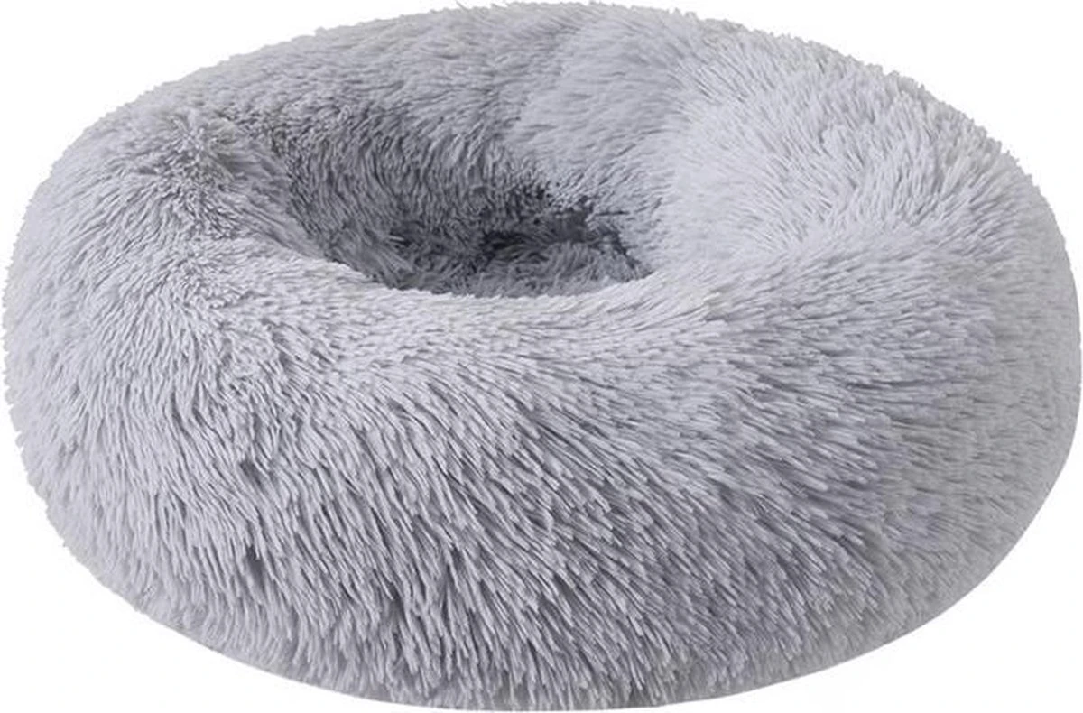 Donut Hondenmand - Zacht Pluche Hondenmanden - Antislip - Fluffy En Rond Donutmand - 100cm - Lichtgrijs