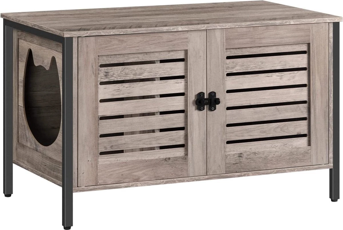 Houten Kattenhuis - Kattenkast Voor Binnen & Buiten - Kattenhok - Kattenhuisje Hout Met Deur En Gat - Hondenhok Voor Kleine Honden - 80 X 45 X 50.5 Cm