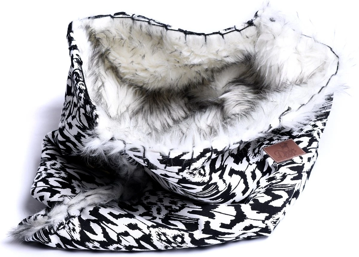 Dogs&Co Honden Slaapzak Ethnic 70x50cm Zwart/wit - Hondenslaapzak - Kattenslaapzak - Geschikt Voor Honden Of Katten T/m 10KG - Afbeelding 4