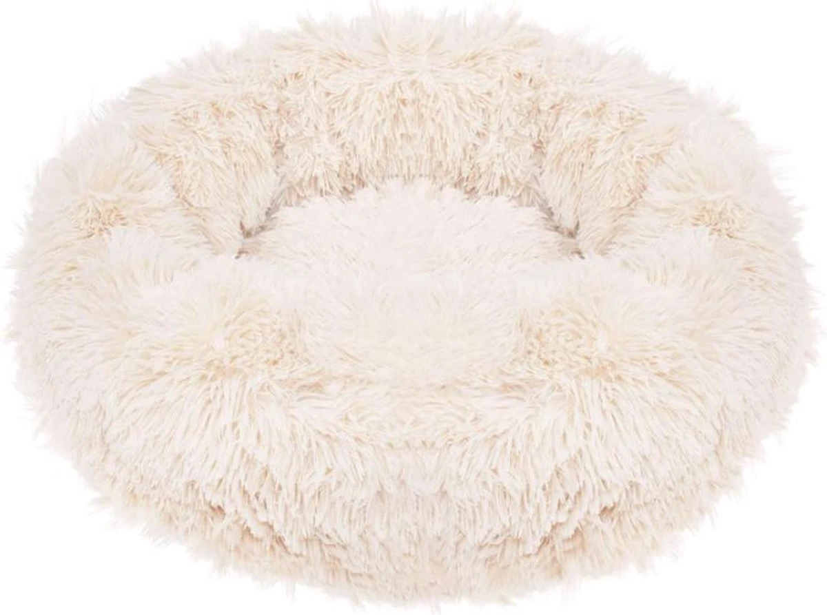 Springos Hondenmand | Superzacht En Luxe | Wasbaar | Donut | Fluffy | Hondenkussen | 60 Cm | Beige
