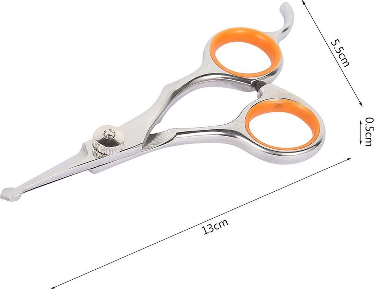 Merkloos Premium Gebogen Trimschaar Honden - Huisdier Trimmen - Hoofd, Poten Ogen & Oren - Kat & Hond Knippen - Veilige Schaar - Afbeelding 2