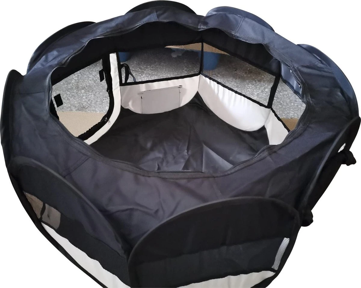 Dailyibed Opvouwbare Puppyren - Zwart - 115x115x58 Cm - Incl. Draagtas - Incl. Voederbak - Afbeelding 4