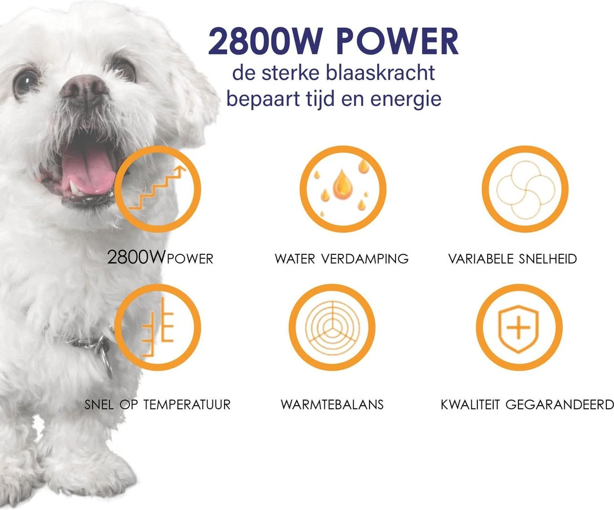 Forgoods Professionele Hondenfohn - Waterblazer Voor Honden - Hondenfohn Met 4 Opzetstukken - 2800W Verstelbaar Vermogen - Roze - Afbeelding 10
