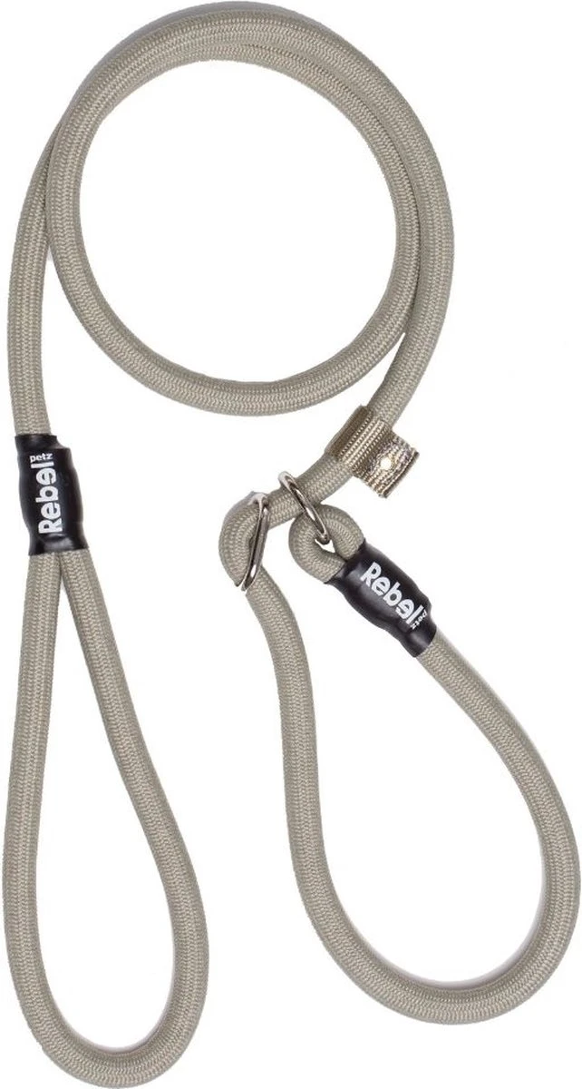 Rebel Petz - Honden Trainingslijn Met Halsband - Taupe, Zwart, Groen & Oranje - Maat Small Of Large - Kleur: Taupe, Maat: Large