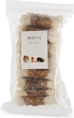 Petstyleliving Geperst Bot Met Eend 10cm - 20 Stuks - Hersluitbaar - Hondensnacks