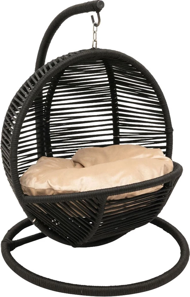 Merkloos Mini Hangstoel Swing Simba Kat / Hond Zwart | Creme Kussen - Afbeelding 2