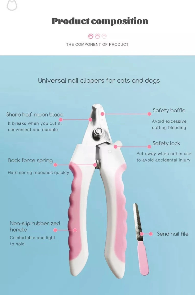 Merkloos Professionele Nagelschaar - Dieren Nagelschaar - Roze - Honden Nagelknipper - Hondennagels - Honden Knip Schaar - Honden Knipsch - Afbeelding 4