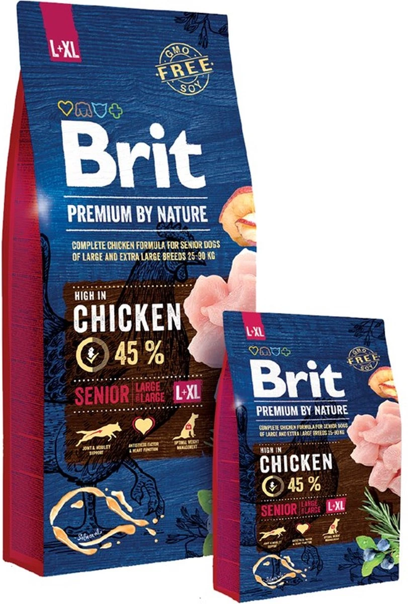 Brit Premium By Nature Hondenvoer Senior L/XL 15 Kg - Hond