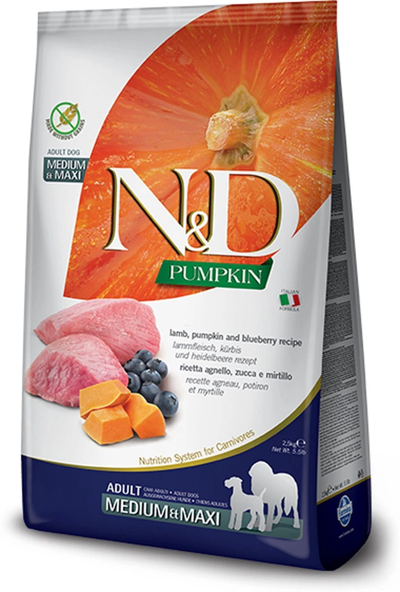 FARMINA N&D GF PUMPKIN DOG LAMB&BLUEBERRY ADULT MEDIUM/MAXI 12 KG