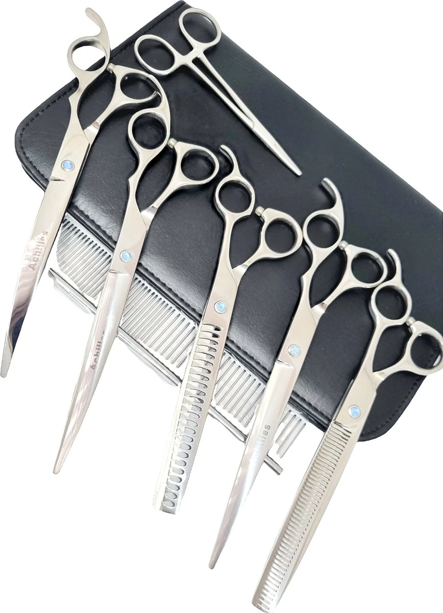 Achilles Hondenschaar - Scharenset Hond 8 INCH - 8-Delige Scharenset - Effileerschaar Hond - Afbeelding 2