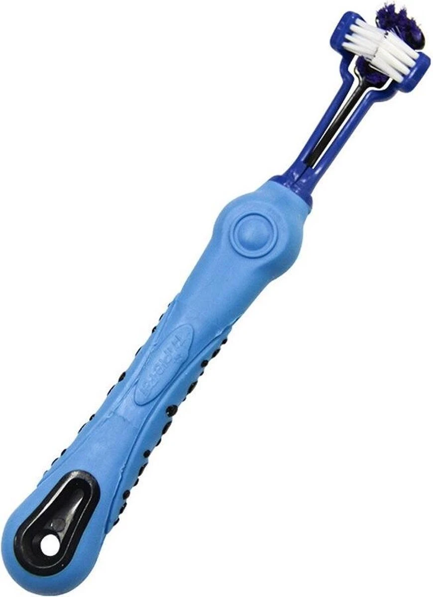 Merkloos Tandenborstel - Voor Huisdieren - Honden - 3 Zijdig - Multi-Hoek - Schoonmaken - Tanden - Slechte Adem - Tandsteen - Tandenborstel - Gezondheid - Blauw