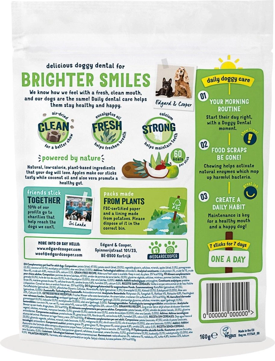 Edgard & Cooper Doggy Dental Sticks Appel - Eucalyptusolie Medium - Afbeelding 3