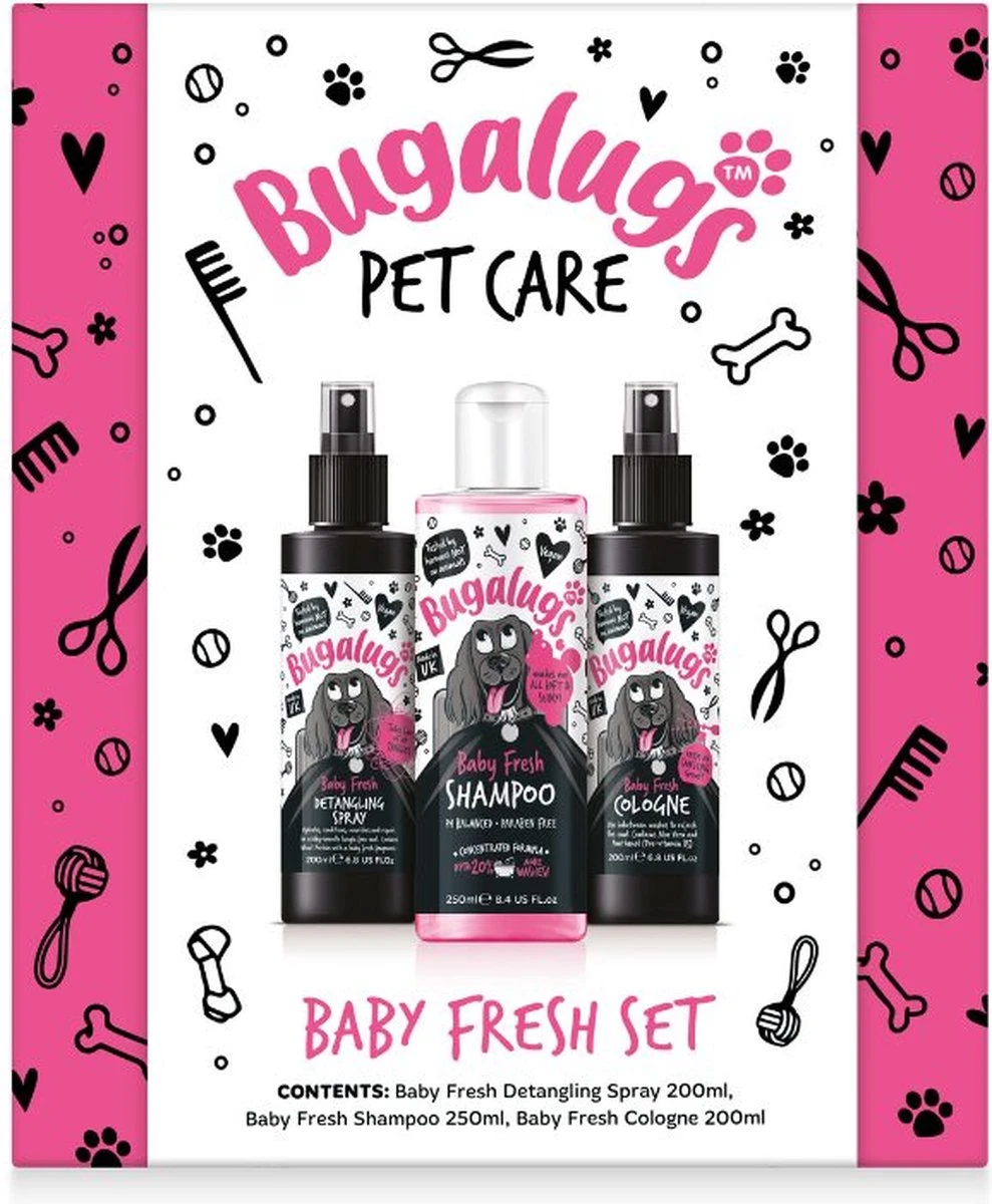 Bugalugs - Vachtverzorging Hond - Baby Fresh Gift Set - Hondenshampoo - Hondenparfum - Anti-klit Spray - 650 Ml - Kerstcadeau - Afbeelding 2